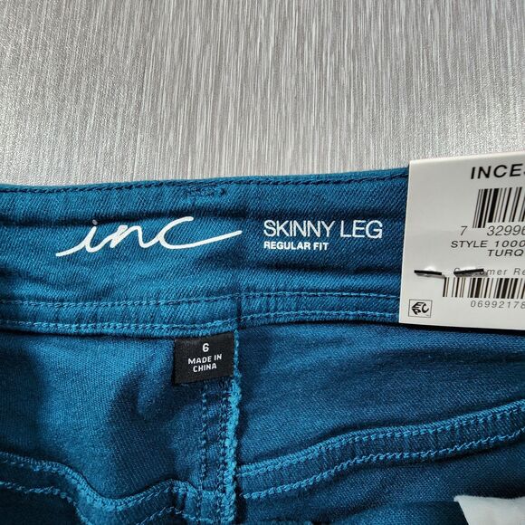 INC Jeans Womens Sz 6 Blue/Green Skinny Leg Regular Fit Mid Rise Stretch Denim - Picture 2 of 7